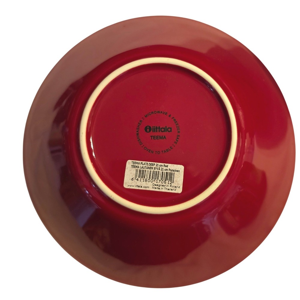 Iittala Teema Red Deep Plate 21cm Ceramic Pasta Bowl Kaj Franck Finland